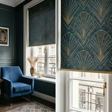 Rolety w stylu Art Deco – geometria, złoto i tkaniny z głębią